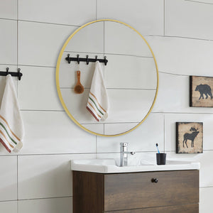 CONCETTA Round Mirror, Black Metal Frame Wall Mirror for Entryway, Bathroom, Vanity, Living Room, Modern Circular Mirror