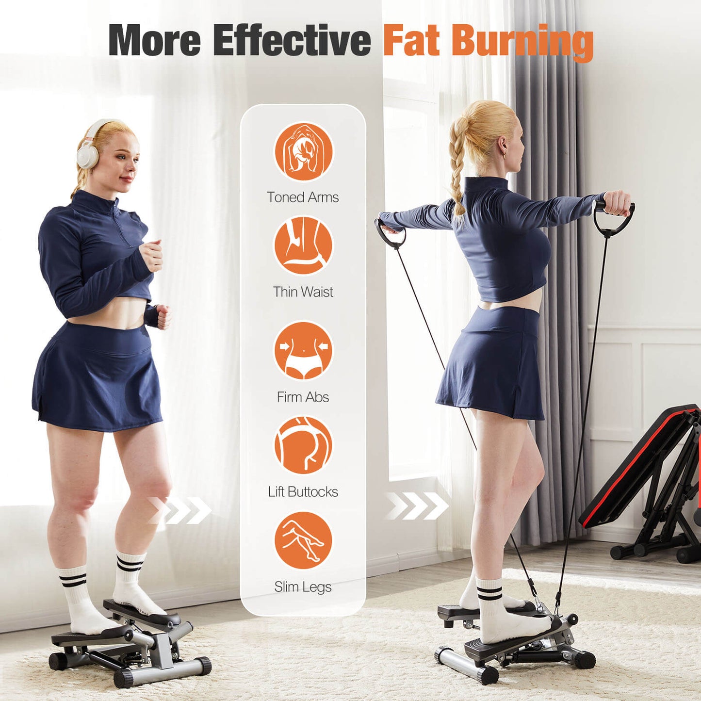 CONCETTA Portable Full Body Workout Stepper Machine Adjustable Foot Stepper for Fitness