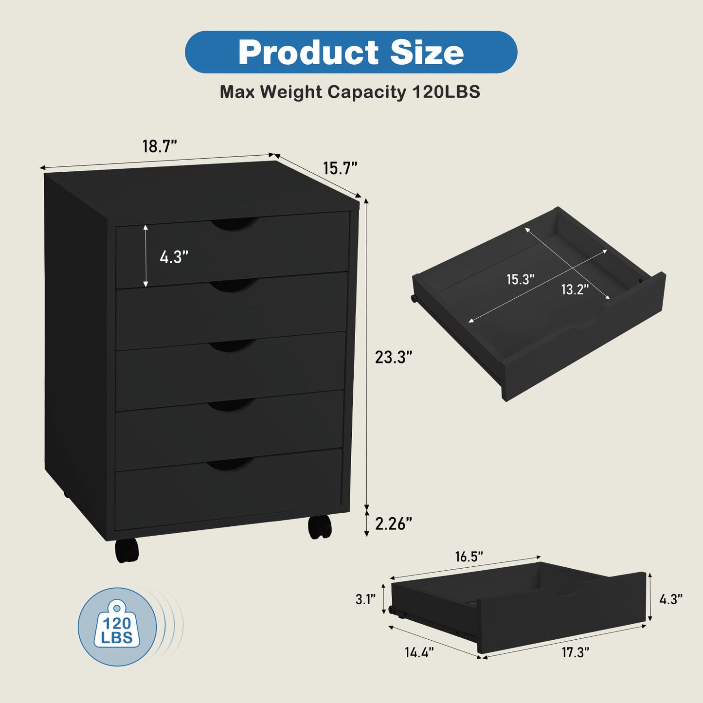 #Color_Black#Style_5 Drawers