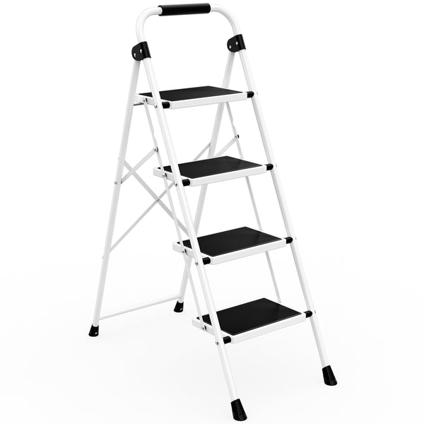 CONCETTA Iron Stepstool, Folding Stepstool with Non-Slip Pedals and Comfortable Handrails, Sturdy Steel Ladder Portable Heavy Duty Stepstool for Kitchen, Garage and Outdoor Use