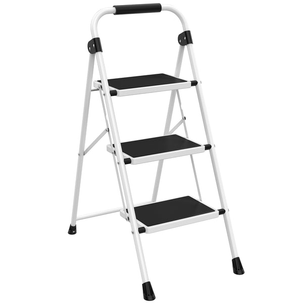 CONCETTA Iron Stepstool, Folding Stepstool with Non-Slip Pedals and Comfortable Handrails, Sturdy Steel Ladder Portable Heavy Duty Stepstool for Kitchen, Garage and Outdoor Use