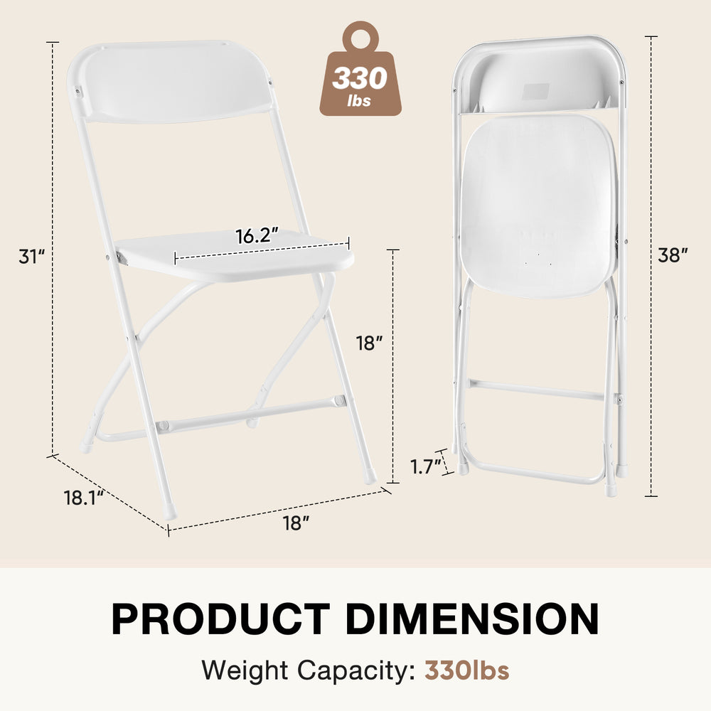 CONCETTA Plastic Folding Chairs Set, 330LB Load Capacity Lightweight for Indoor