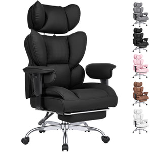CONCETTA Ergonomic Office Chair 400LBS for Big & Tall, Heavy Duty Desk Chair with Reclining Back, Footrest, Luxurious PU Leather