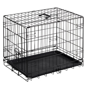 CONCETTA 24 inch Single-Door Folding Dog Crate, Portable Small Cage with Leak-Proof Pan Tray, Black