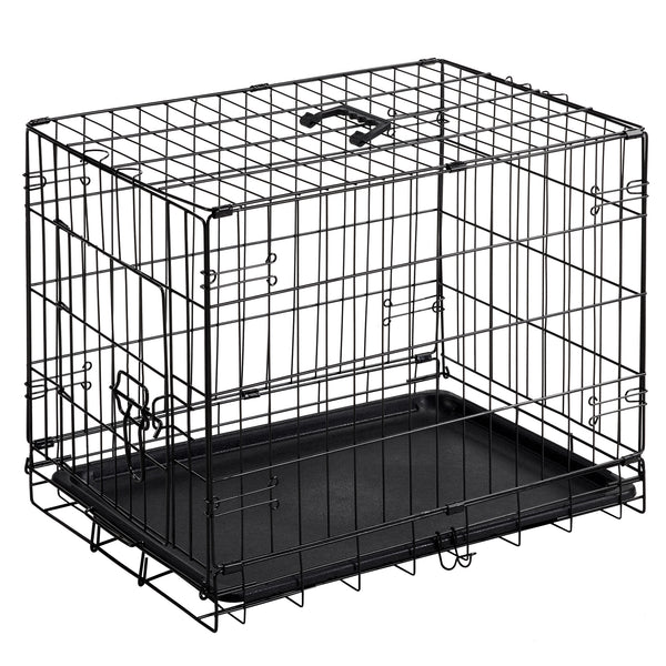 CONCETTA 24 inch Single-Door Folding Dog Crate, Portable Small Cage with Leak-Proof Pan Tray, Black