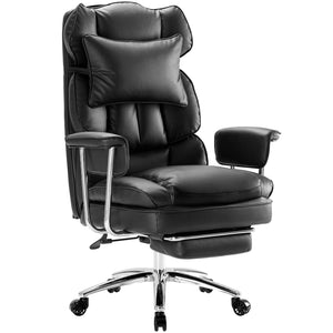CONCETTA Executive Ergonomic Home Office Chair with Footrest & Lumbar Support, Big Tall High Back, PU Leather, Adjustable & Swivel,Black