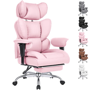 CONCETTA Ergonomic Office Chair 400LBS for Big & Tall, Heavy Duty Desk Chair with Reclining Back, Footrest, Luxurious PU Leather