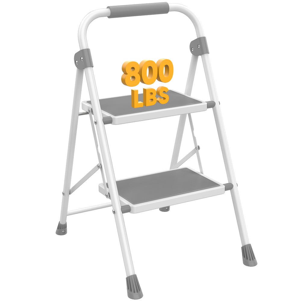CONCETTA Iron Stepstool, Folding Stepstool with Non-Slip Pedals and Comfortable Handrails, Sturdy Steel Ladder Portable Heavy Duty Stepstool for Kitchen, Garage and Outdoor Use