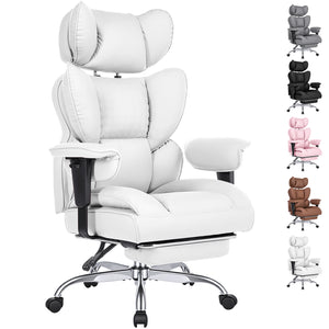 CONCETTA Ergonomic Office Chair 400LBS for Big & Tall, Heavy Duty Desk Chair with Reclining Back, Footrest, Luxurious PU Leather