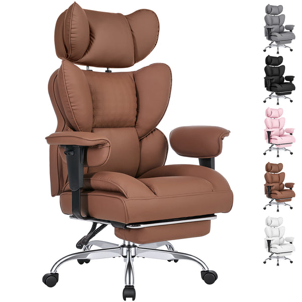 CONCETTA Ergonomic Office Chair 400LBS for Big & Tall, Heavy Duty Desk Chair with Reclining Back, Footrest, Luxurious PU Leather