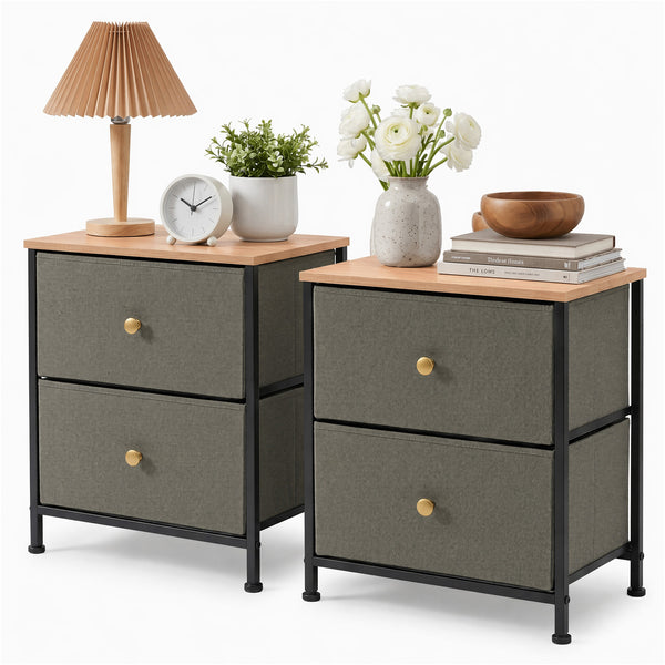 CONCETTA Nightstand Dresser- 2 Storage Drawers, Bedside Furniture End Table, Suitable for Living Room, Bedroom, Closet