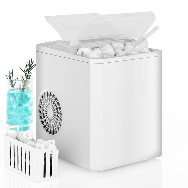 CONCETTA Portable Ice Maker Machine, 26.5 lb/Day Ice, Two Ice Sizes, Self-Cleaning Function, Compact Countertop Ice Maker with Ice Scoop & Basket