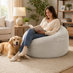 CONCETTA Memory Foam Bean Bag Sofa, Washable Velvet Outer Cover & Removable Inner Liner, Large Floor Sofa for Living Room Bedroom