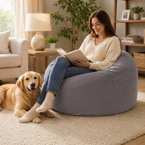 CONCETTA Memory Foam Bean Bag Sofa, Washable Velvet Outer Cover & Removable Inner Liner, Large Floor Sofa for Living Room Bedroom