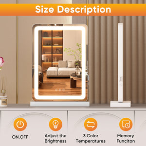 JOINSUN Makeup Mirror with Lights Tabletop, Aluminum Alloy Frame and USB Charging Support, White