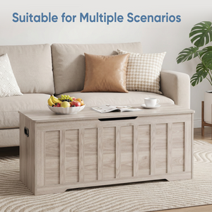 CONCETTA Extra Large Wooden Storage Bench & Chest with Safety Hinges, Shoe Bench and Entryway Storage