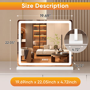 JOINSUN Makeup Mirror with Lights Tabletop, Aluminum Alloy Frame and USB Charging Support, White