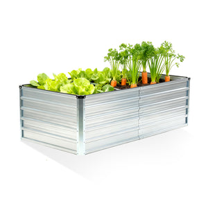 CONCETTA Metal Raised Garden Bed, 6x3x2ft Outdoor Planter Box, Raised Garden Beds for Planting Plants Vegetables, Flowers, Grey Silver