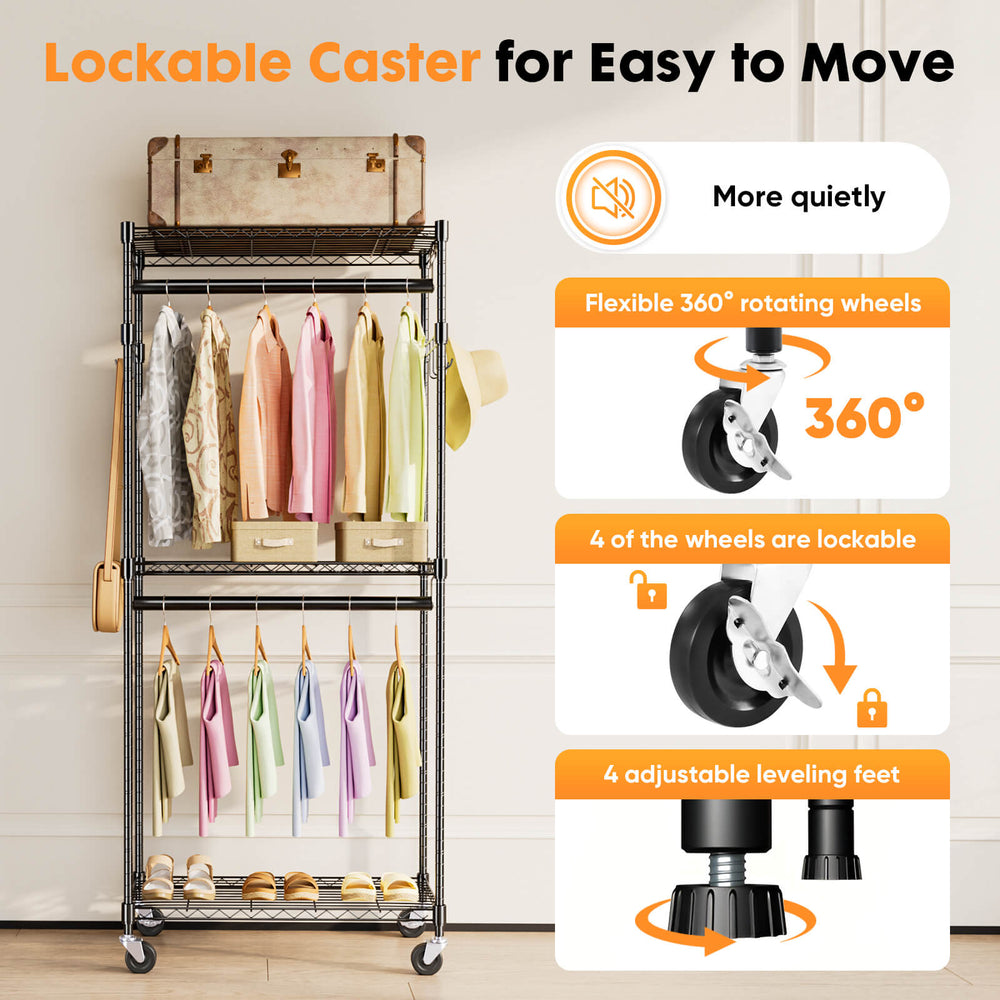 CONCETTA 3 Tier Adjustable Mini Rolling Hanger