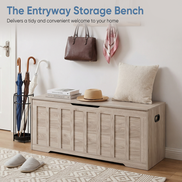 CONCETTA Extra Large Wooden Storage Bench & Chest with Safety Hinges, Shoe Bench and Entryway Storage
