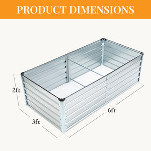 CONCETTA Metal Raised Garden Bed, 6x3x2ft Outdoor Planter Box, Raised Garden Beds for Planting Plants Vegetables, Flowers, Grey Silver