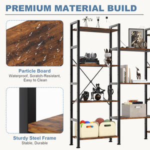 CONCETTA Triple 4-Tier Bookshelf with 11 Open Display Shelves, Adjustable Storage Bookcase for Home & Office, Sturdy Steel Frame and Wood Construction, Anti-Tip and Adjustable Feet