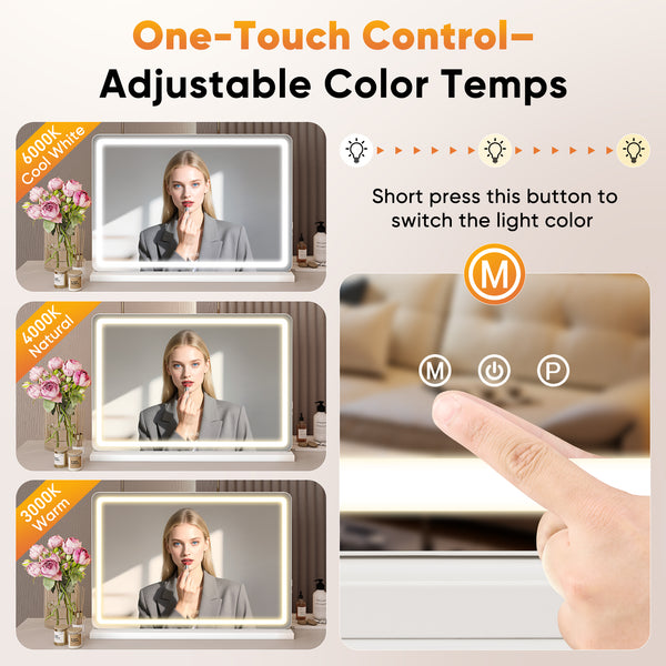 CONCETTA LED Illuminated Makeup Mirror with Built-in lights,  Small Smart Touch-Controlled Makeup Mirror with Adjustable lighting.