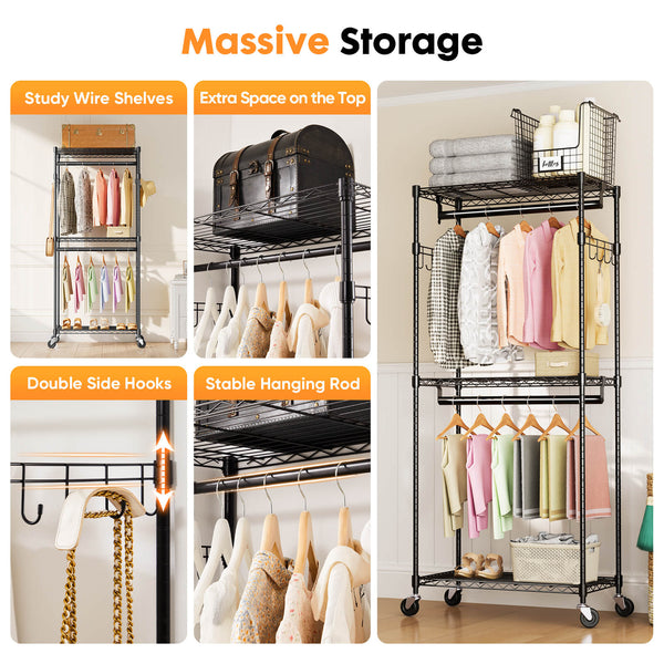 CONCETTA 3 Tier Adjustable Mini Rolling Hanger