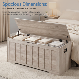 CONCETTA Extra Large Wooden Storage Bench & Chest with Safety Hinges, Shoe Bench and Entryway Storage