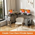 CONCETTA 49 Inch Modern L Shaped Computer Desk with Lower Storage Shelf & Side Bag, Two-Way Convertible Corner Gaming Table for Home Office