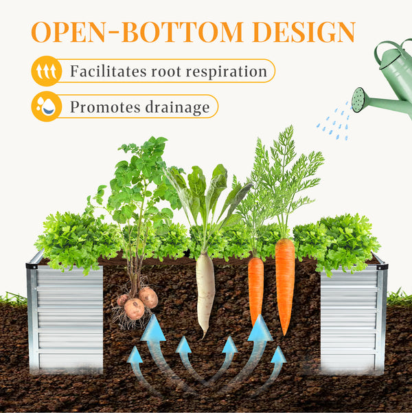 CONCETTA Metal Raised Garden Bed, 6x3x2ft Outdoor Planter Box, Raised Garden Beds for Planting Plants Vegetables, Flowers, Grey Silver