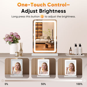 JOINSUN Makeup Mirror with Lights Tabletop, Aluminum Alloy Frame and USB Charging Support, White