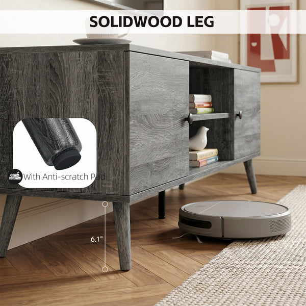 CONCETTA Wooden TV stand - for TVs up to 60 inches with adjustable shelves with double storage cabinets for living room, bedroom, patio