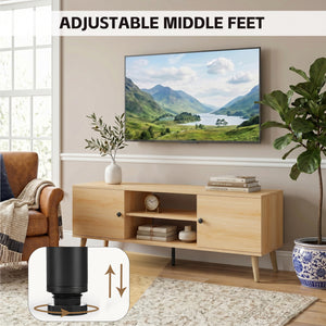 CONCETTA Wooden TV stand - for TVs up to 60 inches with adjustable shelves with double storage cabinets for living room, bedroom, patio