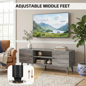CONCETTA Wooden TV stand - for TVs up to 60 inches with adjustable shelves with double storage cabinets for living room, bedroom, patio