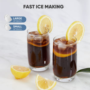 CONCETTA Portable Ice Maker Machine, 26.5 lb/Day Ice, Two Ice Sizes, Self-Cleaning Function, Compact Countertop Ice Maker with Ice Scoop & Basket