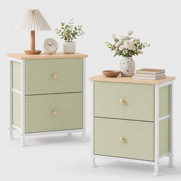 CONCETTA Nightstand Dresser- 2 Storage Drawers, Bedside Furniture End Table, Suitable for Living Room, Bedroom, Closet