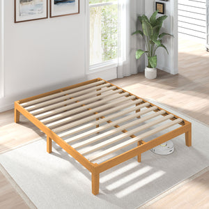 CONCETTA 12 inch Full Natural Pine Platform Bed Frame, Wood Slat Support, No Box Spring Required