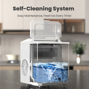 CONCETTA Portable Ice Maker Machine, 26.5 lb/Day Ice, Two Ice Sizes, Self-Cleaning Function, Compact Countertop Ice Maker with Ice Scoop & Basket