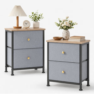 CONCETTA Nightstand Dresser- 2 Storage Drawers, Bedside Furniture End Table, Suitable for Living Room, Bedroom, Closet