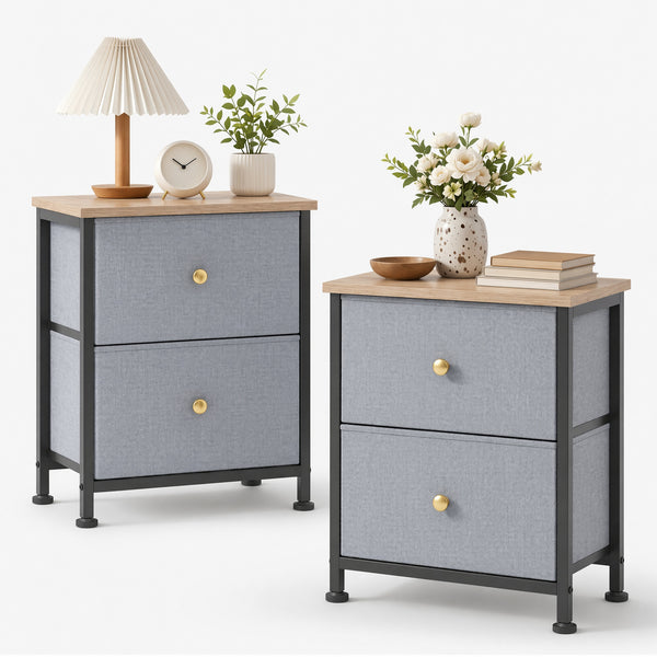 CONCETTA Nightstand Dresser- 2 Storage Drawers, Bedside Furniture End Table, Suitable for Living Room, Bedroom, Closet