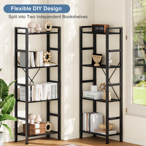 CONCETTA Triple 4-Tier Bookshelf with 11 Open Display Shelves, Adjustable Storage Bookcase for Home & Office, Sturdy Steel Frame and Wood Construction, Anti-Tip and Adjustable Feet
