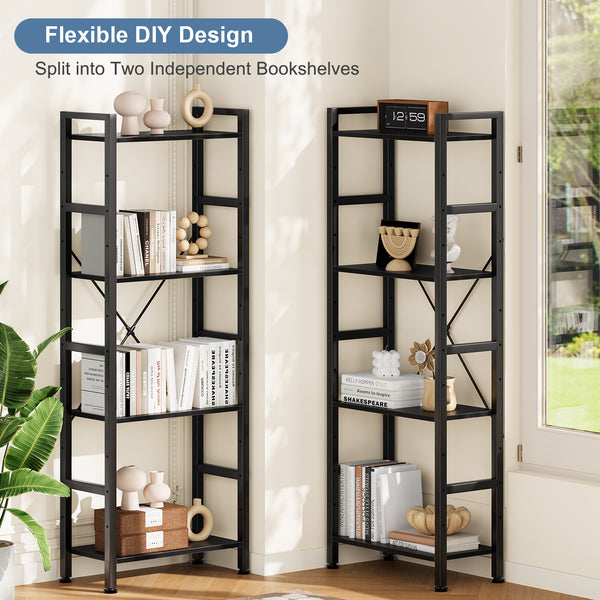 CONCETTA Triple 4-Tier Bookshelf with 11 Open Display Shelves, Adjustable Storage Bookcase for Home & Office, Sturdy Steel Frame and Wood Construction, Anti-Tip and Adjustable Feet