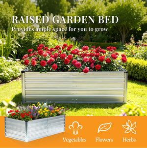 CONCETTA Metal Raised Garden Bed, 6x3x2ft Outdoor Planter Box, Raised Garden Beds for Planting Plants Vegetables, Flowers, Grey Silver