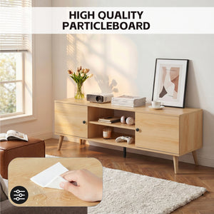 CONCETTA Wooden TV stand - for TVs up to 60 inches with adjustable shelves with double storage cabinets for living room, bedroom, patio