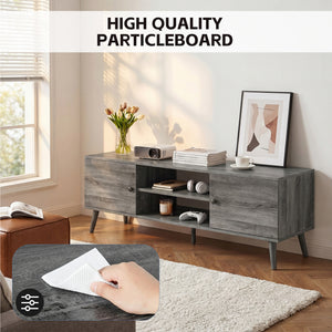 CONCETTA Wooden TV stand - for TVs up to 60 inches with adjustable shelves with double storage cabinets for living room, bedroom, patio