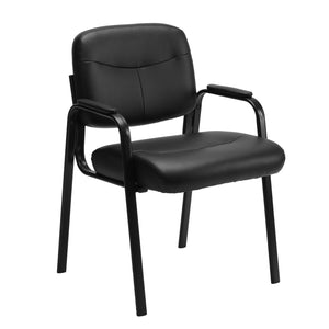 CONCETTA Reception Guest Waiting Room Chairs, PU Leather with Padded Arms, Black