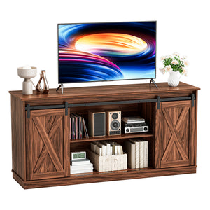 CONCETTA TV Stand, Storage Function, Mid-sized Farmhouse Style, Movable Sliding Door, Rust
