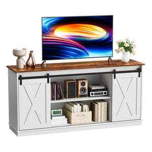 CONCETTA TV Stand, Storage Function, Mid-sized Farmhouse Style, Movable Sliding Door, Rust