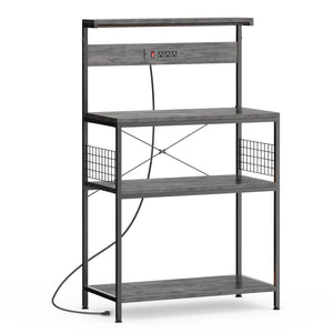 CONCETTA baking rack, microwave oven rack, pot rack, baking utensils, kitchen household use, three layers, gray, rustic brown
